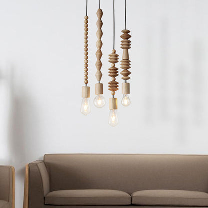 Boho Wooden Bead Pendant Light | Decorative Hanging Ceiling Lamp