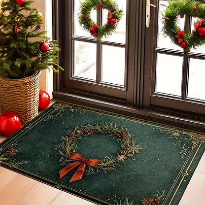 Festive Christmas Floor Mat | Classic Wreath Christmas Home Decor