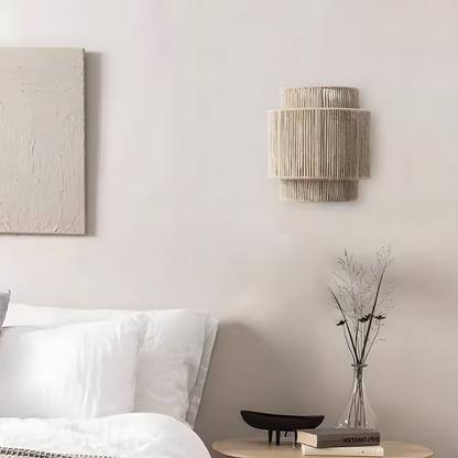 Rustic Hemp Wall Light | Boho Style Woven Rope Lamp