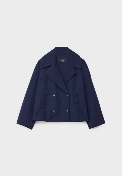 Women’s Cropped Wool Coat | Double Breasted Short Jacket