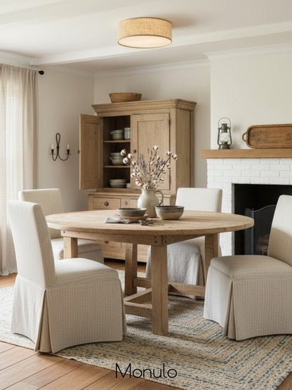 Modern Fabric Ceiling Light | Round Drum LED Lamp