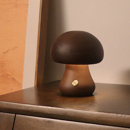 LUMONIGHT | Wooden Mushroom LED Night Light with Touch Switch | Atmospheric Lighting | Child Friendly Lamp