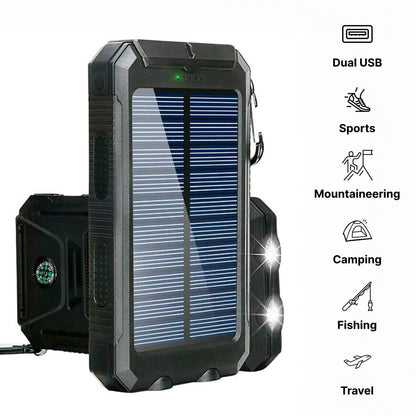 Solar Travel Power Bank | Dual LED Flashlight Charger
