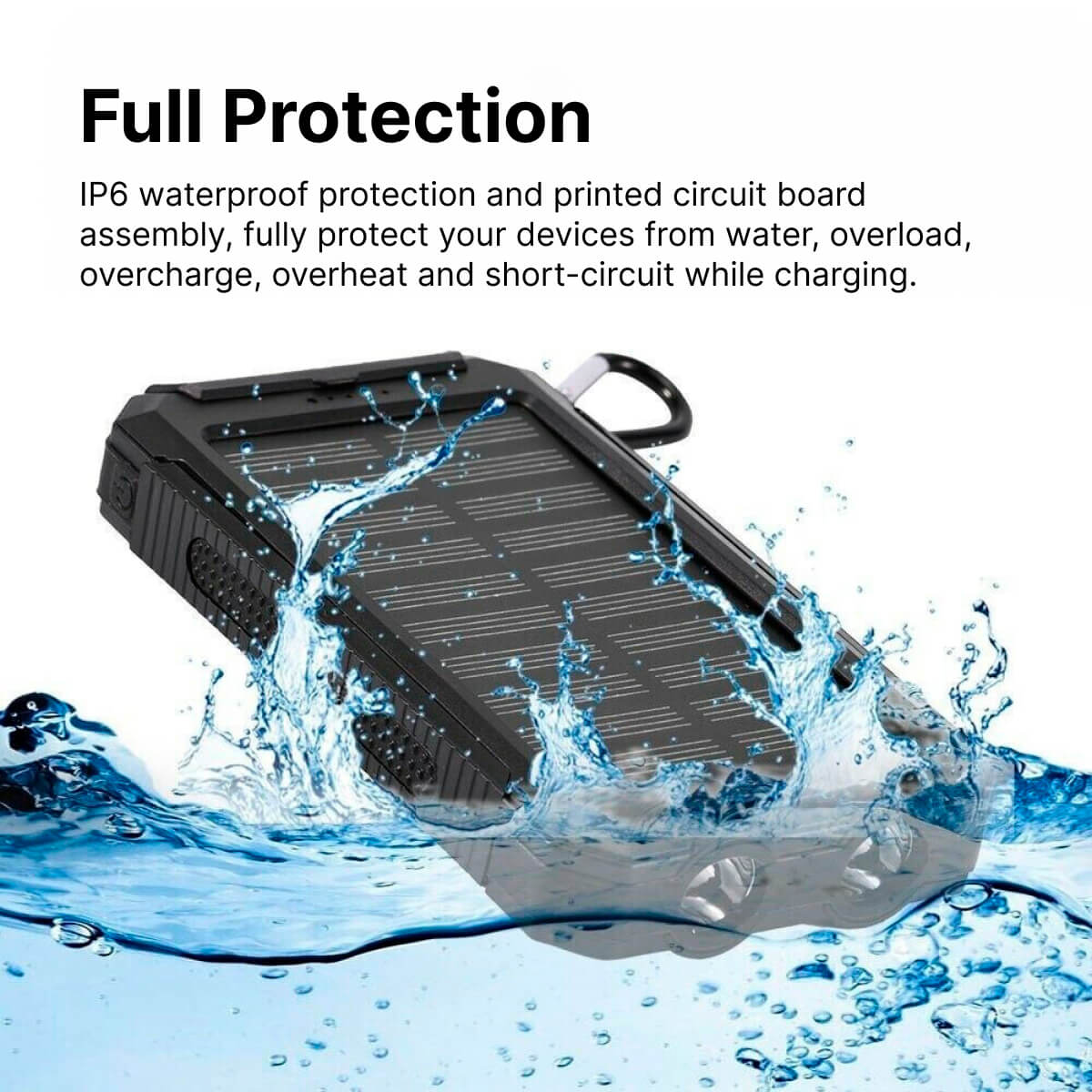 Solar Travel Power Bank | Dual LED Flashlight Charger
