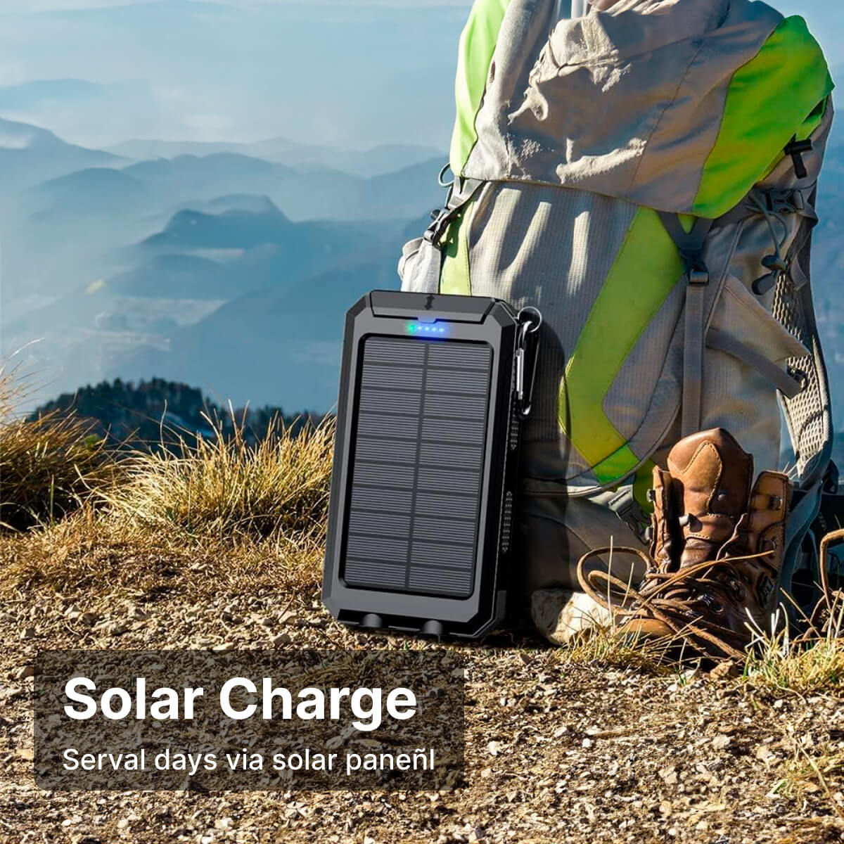 Solar Travel Power Bank | Dual LED Flashlight Charger