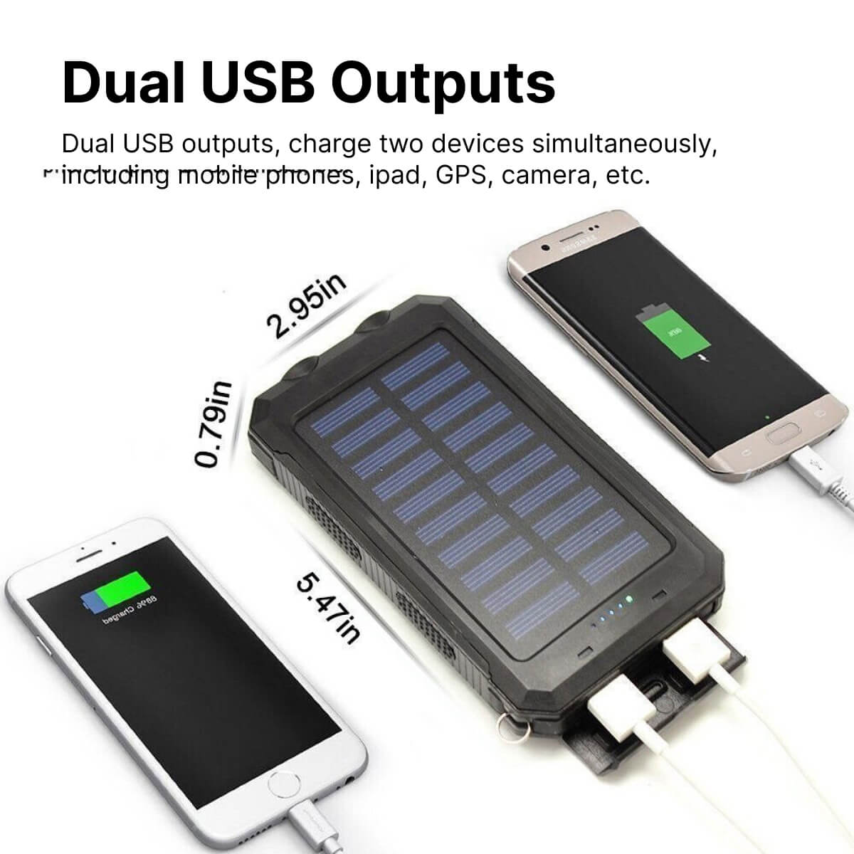 Solar Travel Power Bank | Dual LED Flashlight Charger