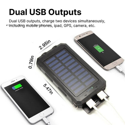 Solar Travel Power Bank | Dual LED Flashlight Charger