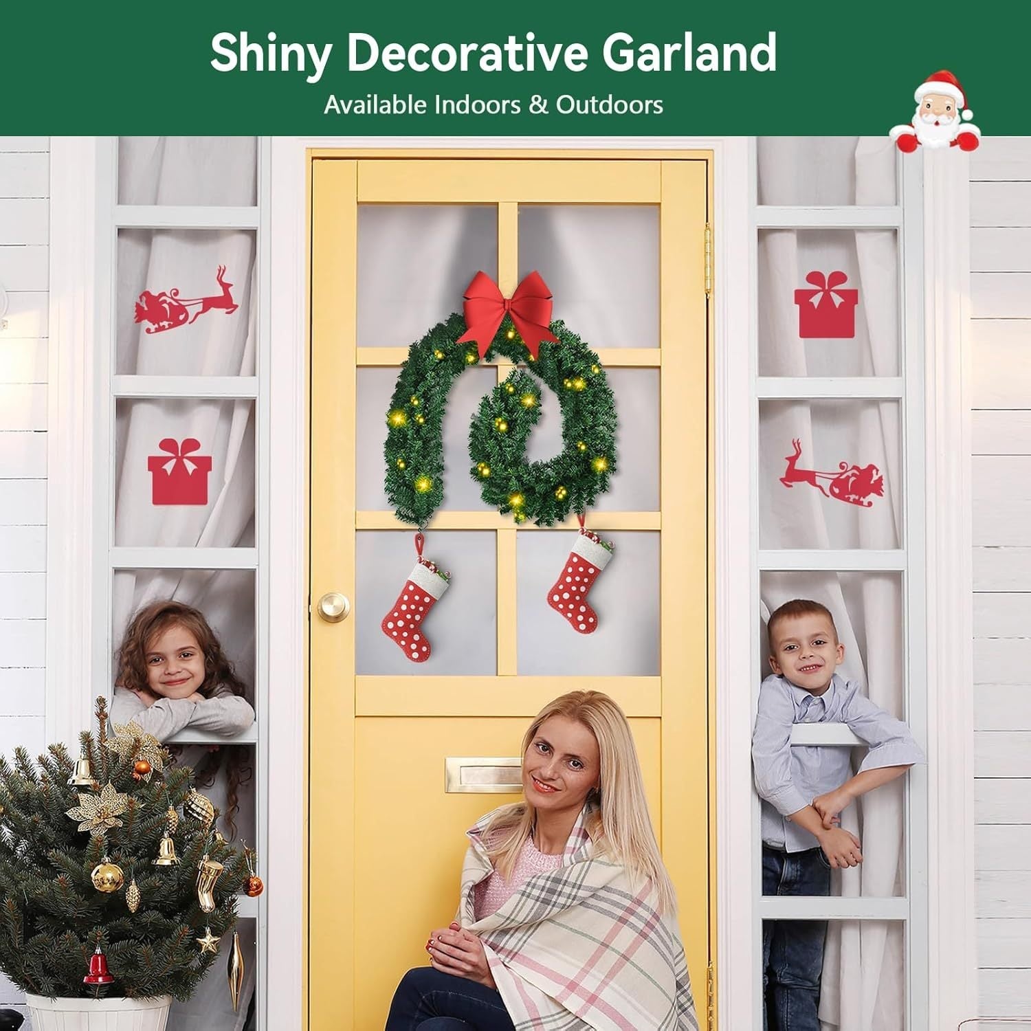 LED Christmas Garland | Pre-Lit Outdoor Holiday Decoration