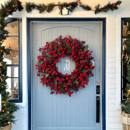Christmas Door Wreath | Red Berry Holiday Decoration