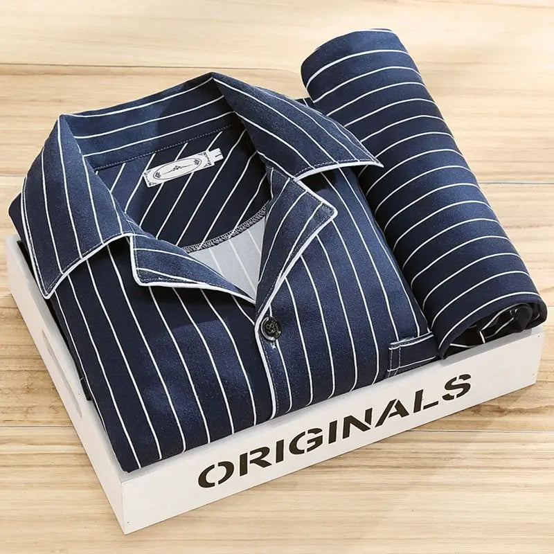 Men’s Lightweight Pajama Set – Stylish Feather Pattern Sleepwear