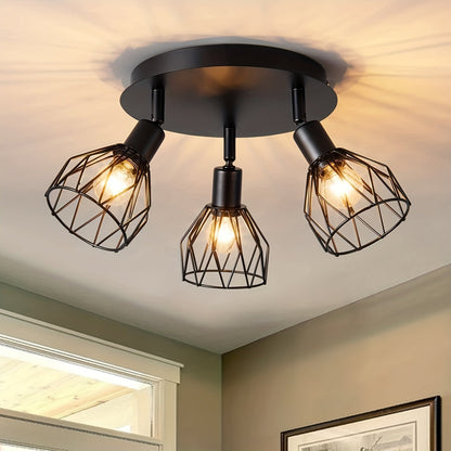 Ceiling Light Fixture | Retro Industrial 3-Head Lamp
