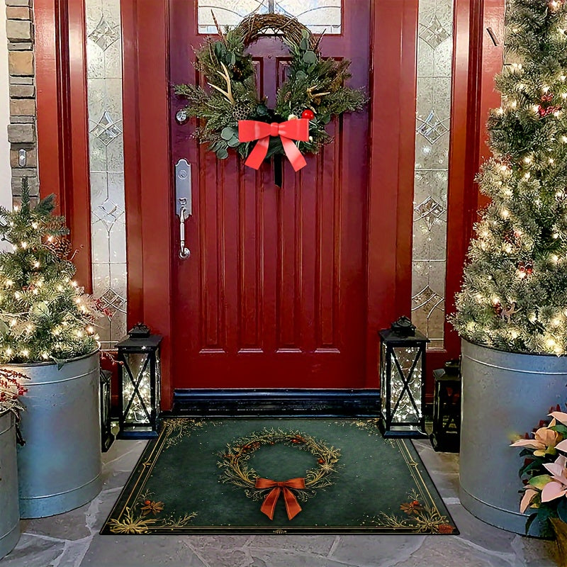 Festive Christmas Floor Mat | Classic Wreath Christmas Home Decor