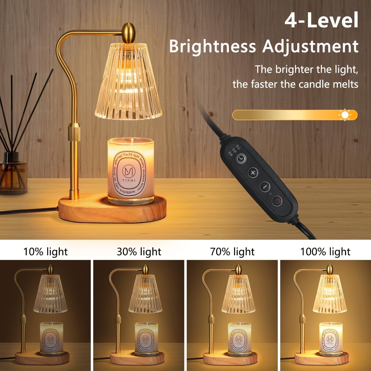 Warming Candle Lamp - Cozy Dimmable Lamp with Adjustable Height and Timer