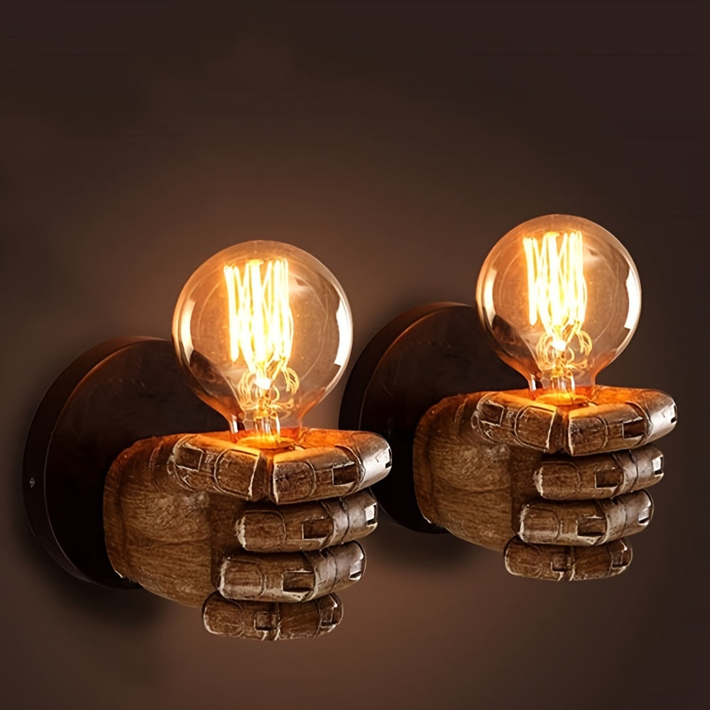 Rustic Hand Wall Light | Retro Bulb Holder Wall Decoration