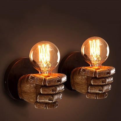 Rustic Hand Wall Light | Retro Bulb Holder Wall Decoration