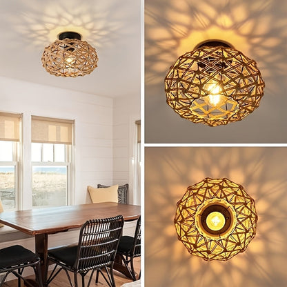 Industrial Ceiling Light | Metal Cage Flush Mount Fixture