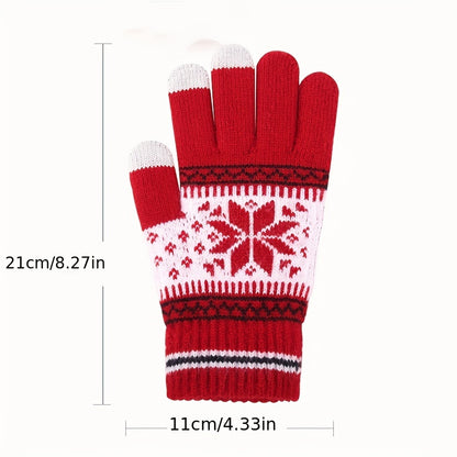 Winter Knit Gloves | Warm Snowflake Pattern