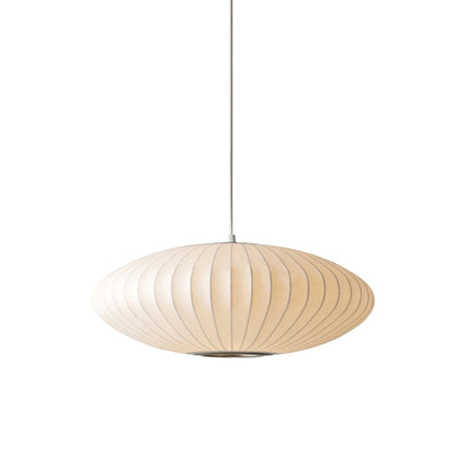 Saucer Hanging Ceiling Light Modernist Fabric 1 Light White Suspension Pendant