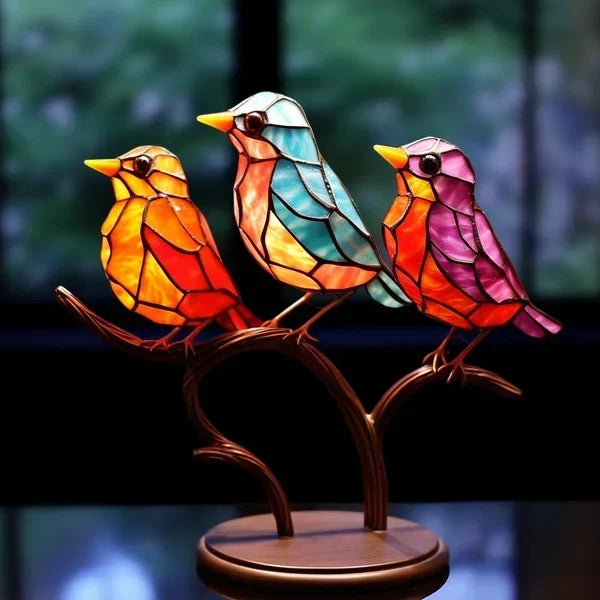 LuxeHome - AvianElegance Birds in Colored Glass for a Refined Interior Design