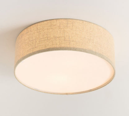 Modern Fabric Ceiling Light | Round Drum LED Lamp