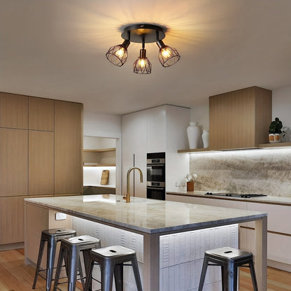 Ceiling Light Fixture | Retro Industrial 3-Head Lamp