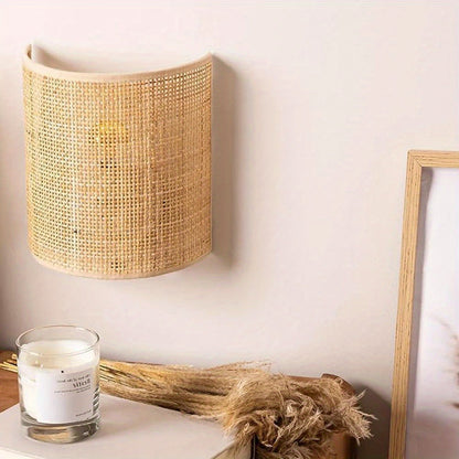 Woven Wall Lamp | Natural Boho LED Wall Light