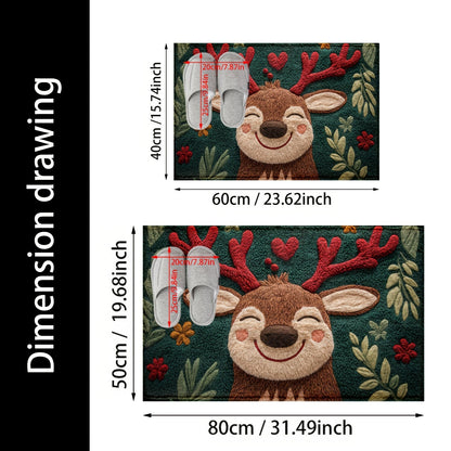 Christmas Smile Rug | Cute Reindeer Design Floor Mat