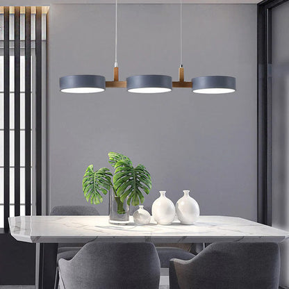 Scandinavian Style Cylinder Pendant Light | Metal and Wood Delira Hanging Lamp