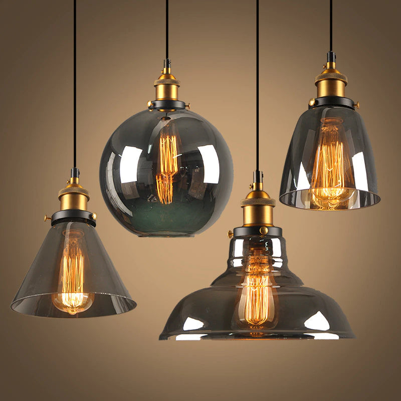 Retro Glass Pendant Light | Art Deco Hanging Lamp Fixture