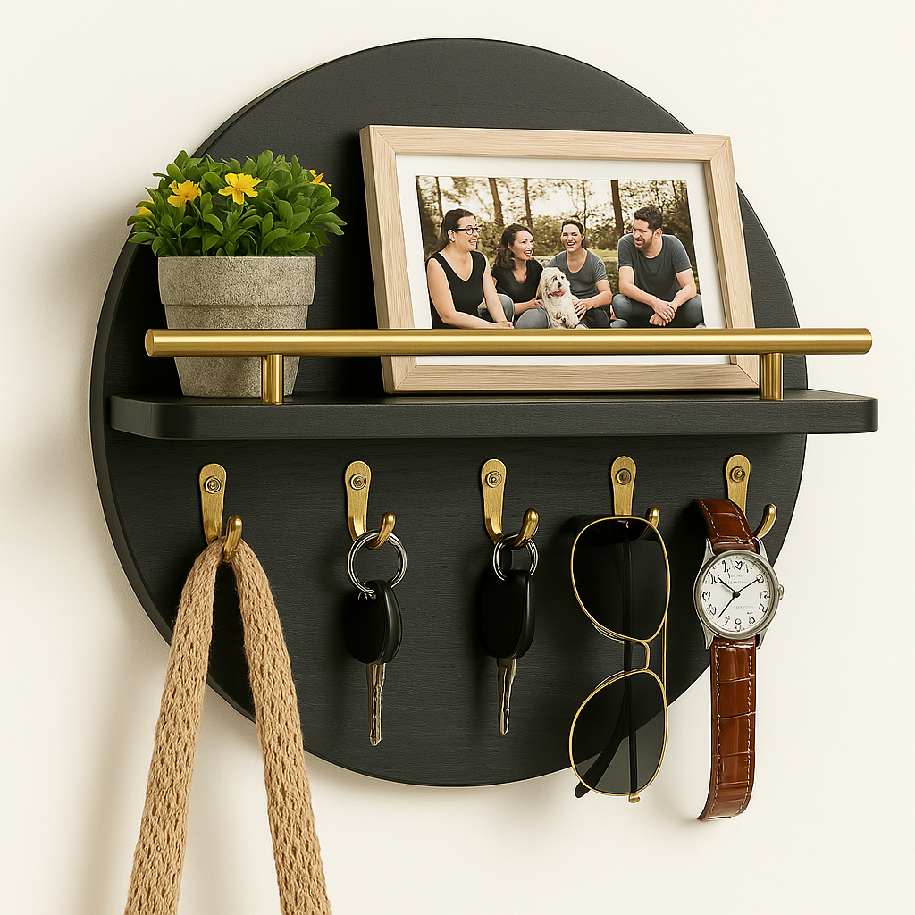 Luxyecs | Round stylish key holder made of eco-friendly wood