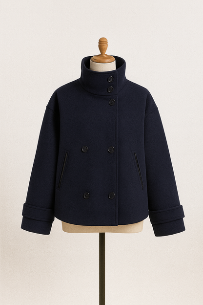 Chic Double-Breasted Short Coat for Women | Modern Winter Outerwear