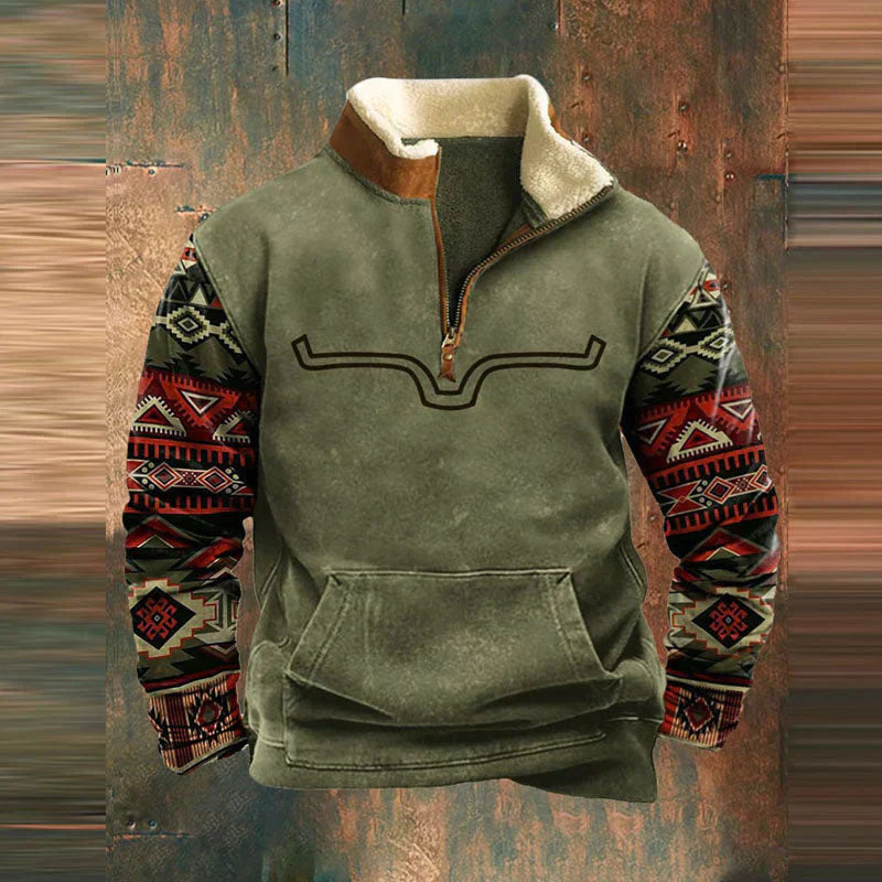 Men’s Western Pullover | Casual Quarter Zip Sweatshirt