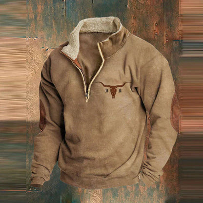 Men’s Western Pullover | Casual Quarter Zip Sweatshirt
