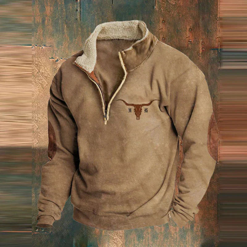 Men’s Western Pullover | Casual Quarter Zip Sweatshirt
