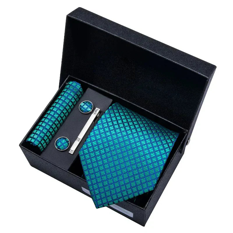 Lorennzi Silk Checkered Tie Set | Premium Silk Tie and Pocket Square for Men
