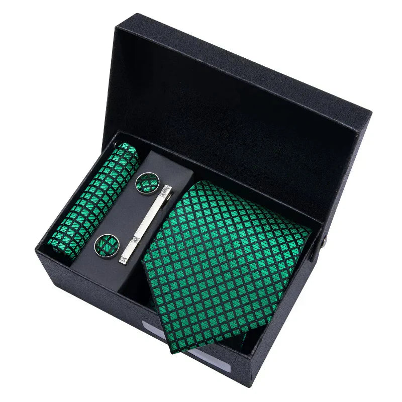Lorennzi Silk Checkered Tie Set | Premium Silk Tie and Pocket Square for Men