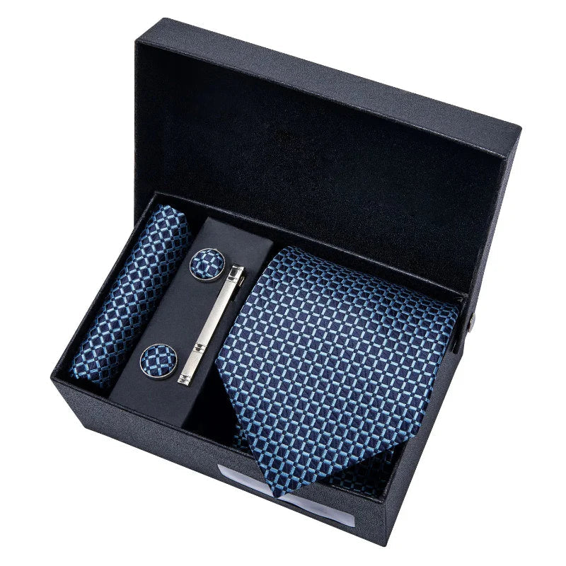 Lorennzi Silk Checkered Tie Set | Premium Silk Tie and Pocket Square for Men