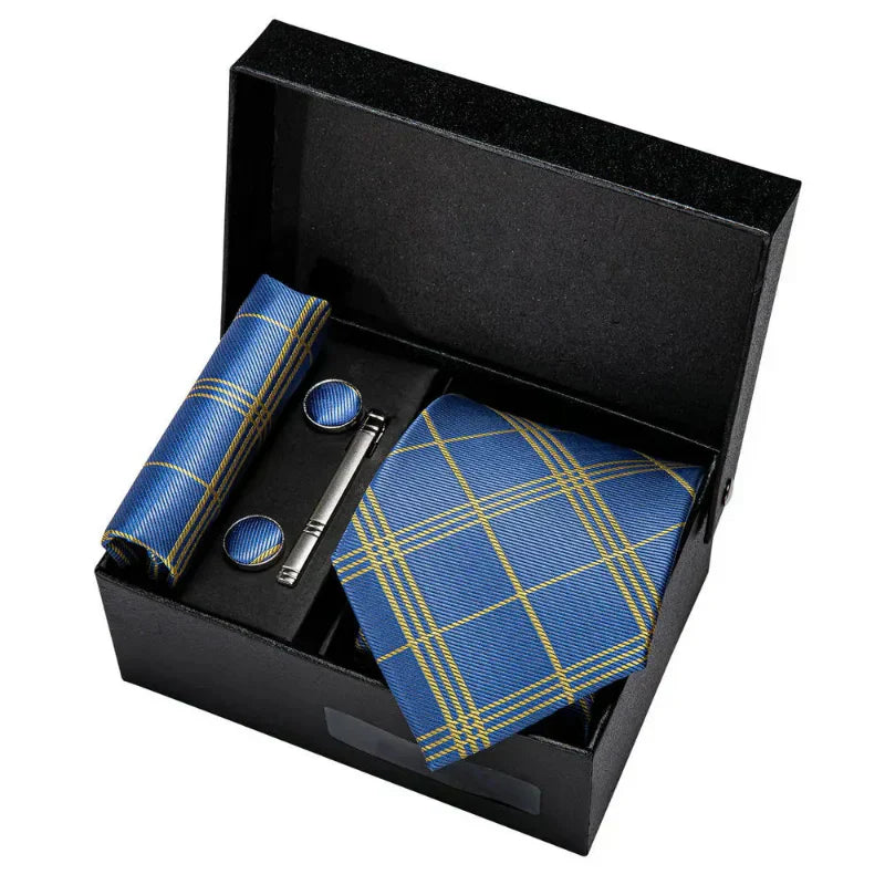 Lorennzi Silk Checkered Tie Set | Premium Silk Tie and Pocket Square for Men