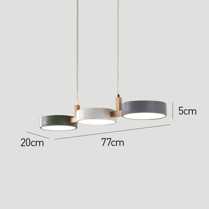 Scandinavian Style Cylinder Pendant Light | Metal and Wood Delira Hanging Lamp
