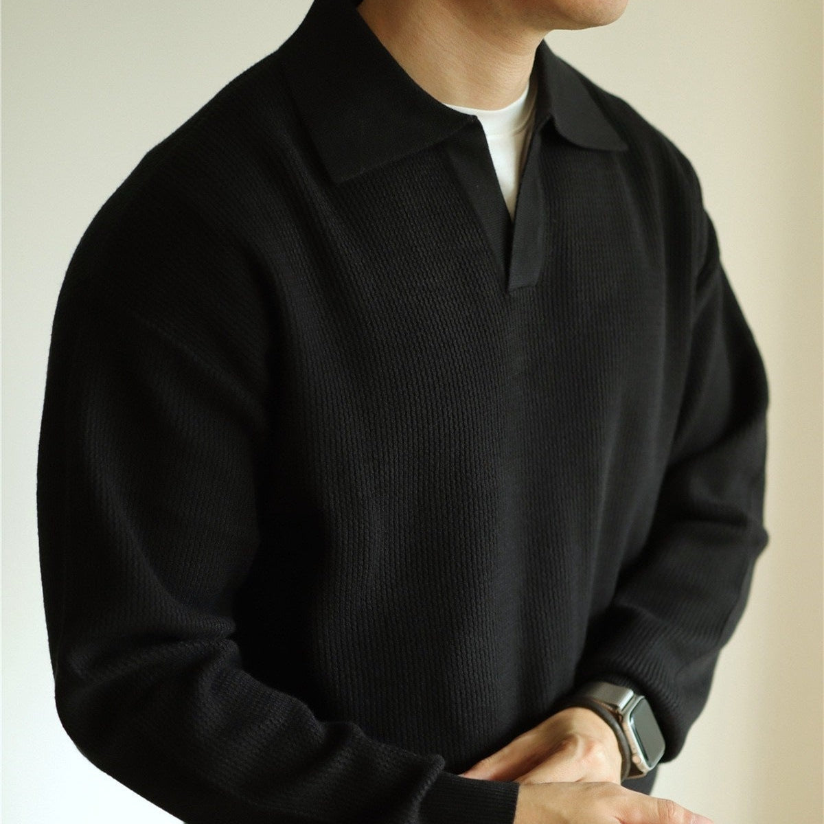 Men’s Long Sleeve Top | Casual Polo Style Shirt