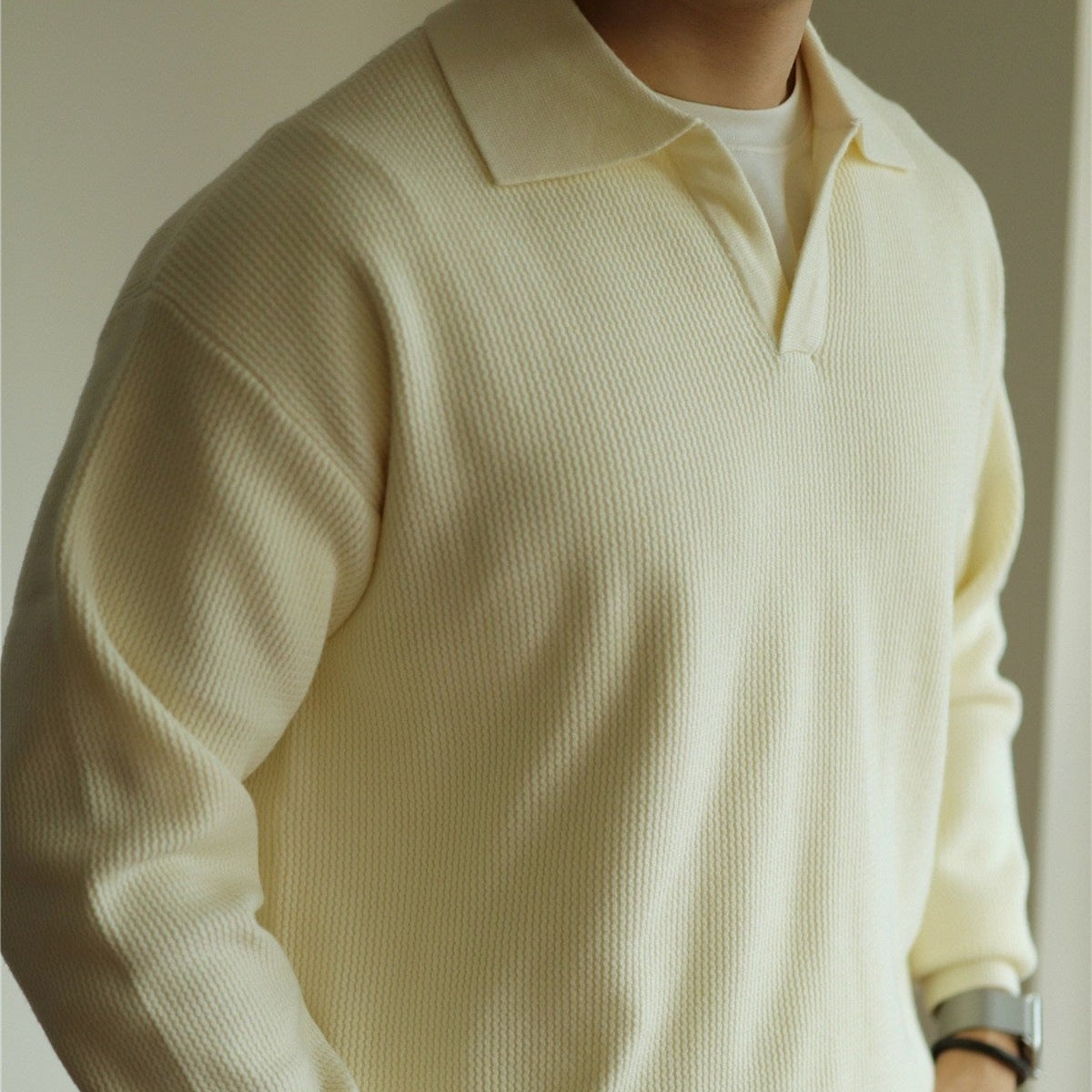 Men’s Long Sleeve Top | Casual Polo Style Shirt
