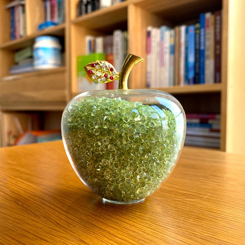 Delira Crystal Apple Sculpture | Handmade Glass Accent for Home Decor