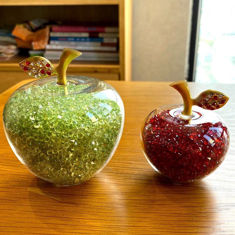 Delira Crystal Apple Sculpture | Handmade Glass Accent for Home Decor