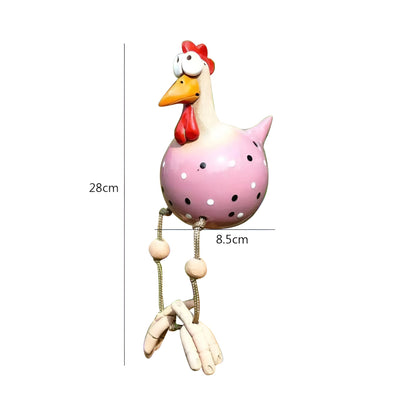 Funny Garden Chicken with Dangling Legs – Outdoor Decorative Ornament