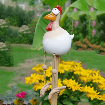 Funny Garden Chicken with Dangling Legs – Outdoor Decorative Ornament