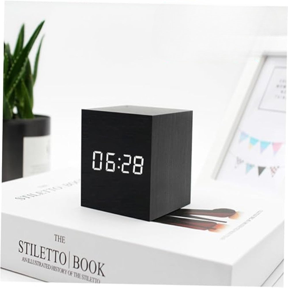 Wooden LED Digital Alarm Clock | Compact Bedroom Table Clock