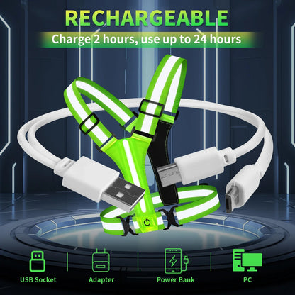 Rechargeable LED Running Vest | Reflective 360° Visibility | Unisex and Adjustable