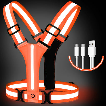 Rechargeable LED Running Vest | Reflective 360° Visibility | Unisex and Adjustable