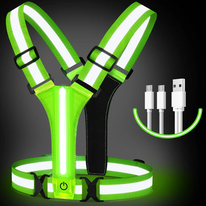 Rechargeable LED Running Vest | Reflective 360° Visibility | Unisex and Adjustable