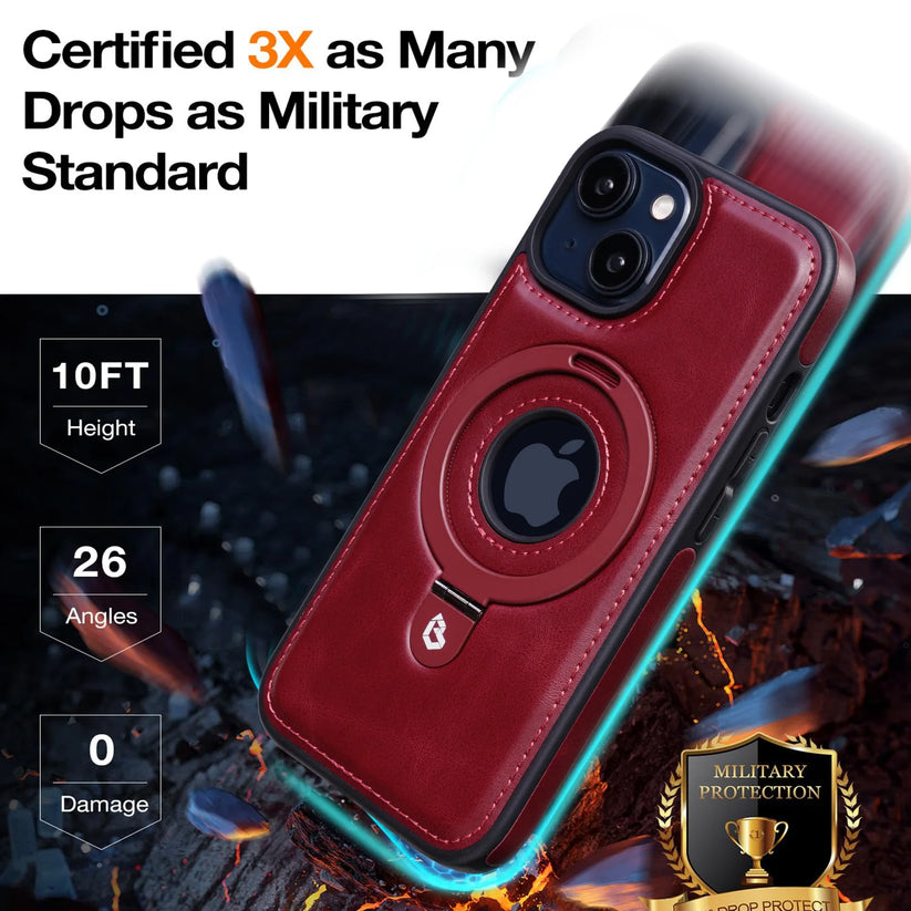 Leather Magnetic iPhone Case | Slim Cover with Ring Holder